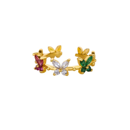 Cute Butterfly Rings For Women Gold Color Stainless Steel Geometric Opening Butterfly Ring Aesthetic Wedding Christmas Jewelry