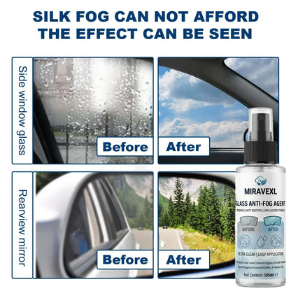 Car Anti‑Fog Spray Kit, Windshield Glass Anti‑Fog Agent with Cleaning Brush & Pads, Long Lasting Defogger for Auto Window Safety