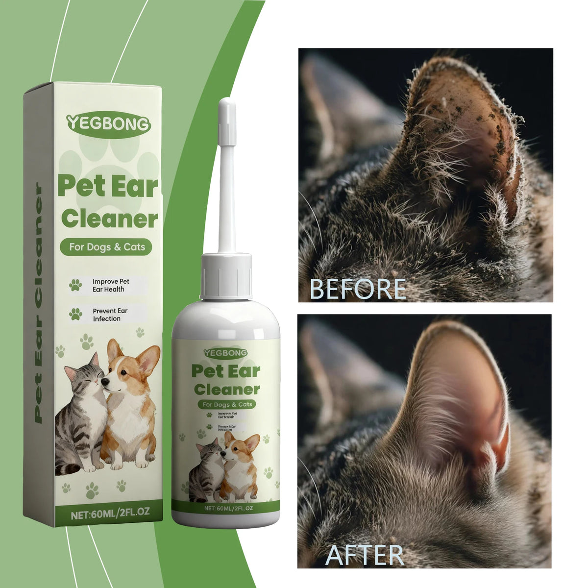 Pet Care Ear Drops Gently Cleaning Earwax Eliminating Odors Reducing Mite Infection Relieve Itching and Discomfort Pet Ear Fluid
