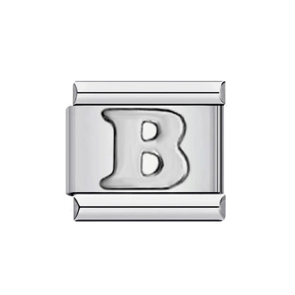 26 English A-Z Letter Name Custom 9mm Link Charms Silver Color Italian Stainless Steel Bracelet DIY Jewelry Making Hand Chain