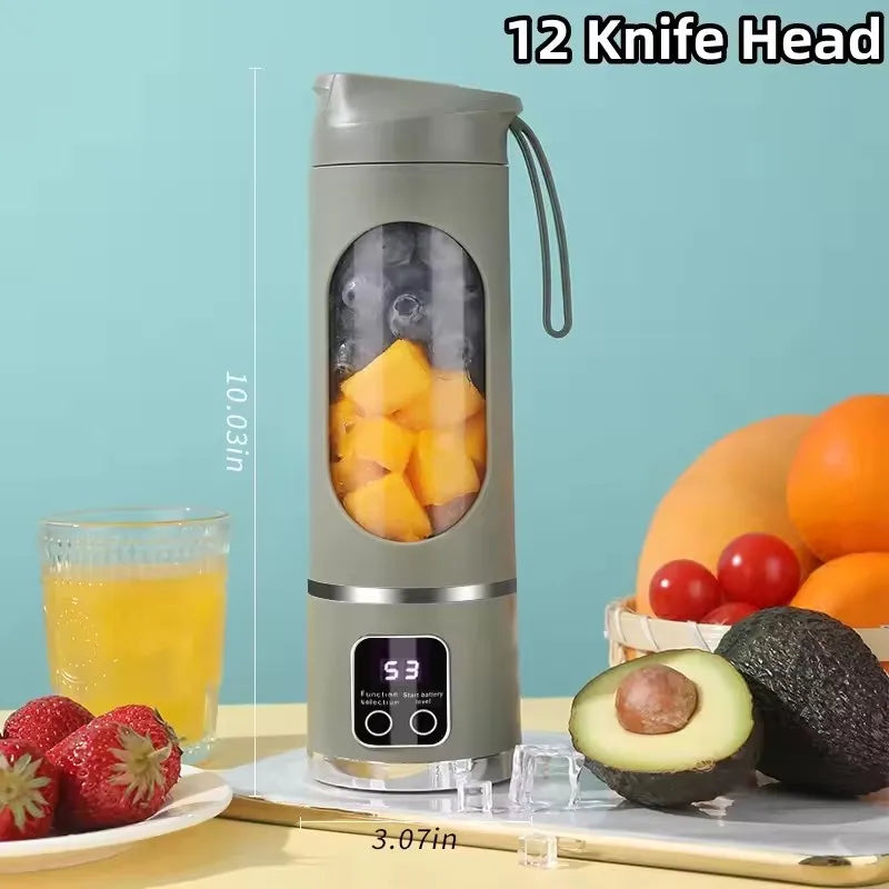 2026 New Household Charging MINI Crushed Ice Electric Juicer Powerful Motor 450ML Large Capacity Digital Display Juice Cup
