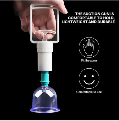 6 Suction Cups for Back-Vacuum Cupping Massage Kit w/ Pump Gun Body Massage Anti-Cellulite