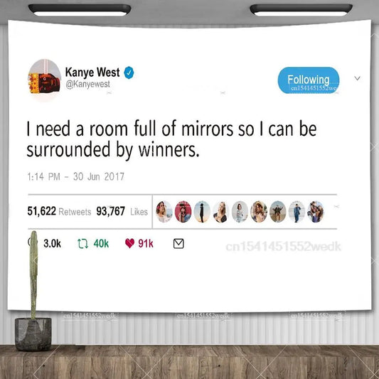 I'm The Reason I Smile Everyday Tapestry Kanye West Tweet Quote Wall Decor Flag Banner Meme Tapestrys Aesthetic Dorm Background
