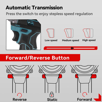 ONEVAN 500N.M Brushless Electric Impact Wrench Handheld Cordless Electric Screwdriver Wrench Power Tool With Lithium-Ion Battery