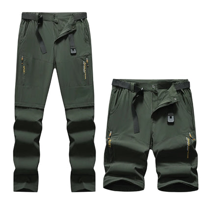 Men's 2 in 1 Convertible Hiking Pant Quick Dry Elastic Outdoor Running Cargo Trouser Summer Waterproof Fishing Camping Plus Size