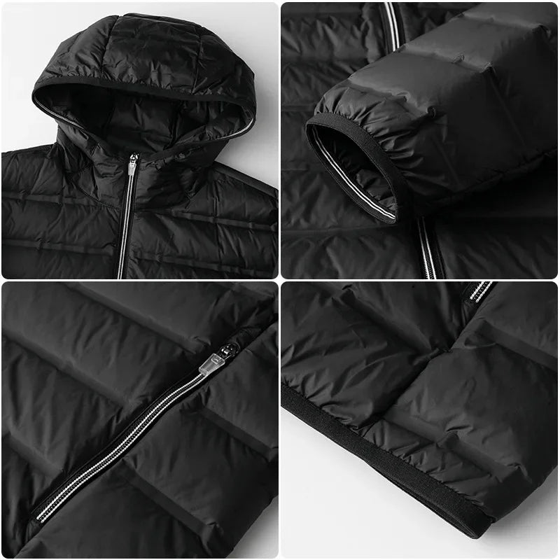 Men's Quilted Down Ultralight Winter Coat 2024 New Arrivals Men Fashion Hooded  Business Casual  Regular Keep Warm Puffer Jacket