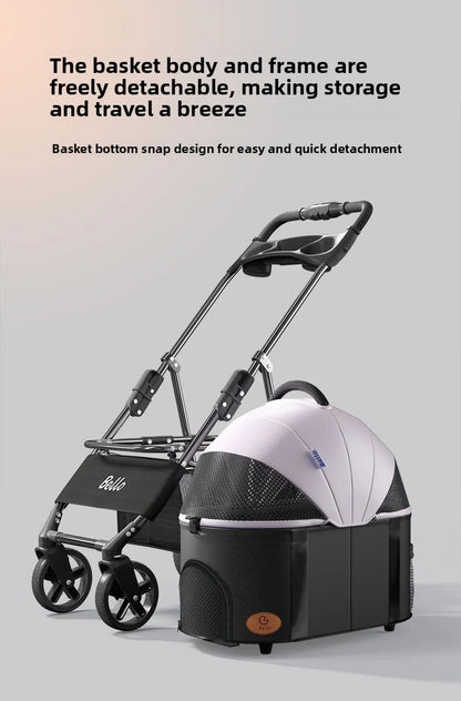 Pet Stroller Lightweight Foldable Detachable Cat Dog Carrier Outdoor Portable One Button Folding Pet Trolley Stroller for Dog
