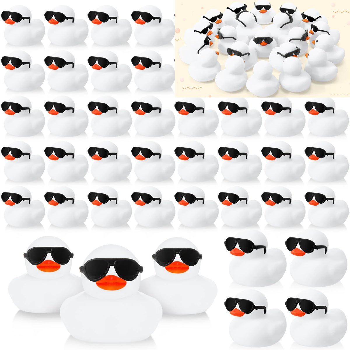 6/12/24/48PCS  White Duck Toys Mini Rubber Ducks Squeak and Float Ducks Shower Toy for Toddlers Boys Girls