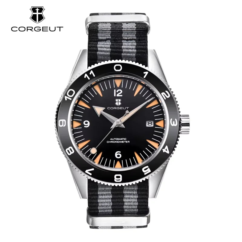 41MM Sapphire Glass 100m Waterproof Japan  Automatic Luminous Mens Watch Nylon Strap