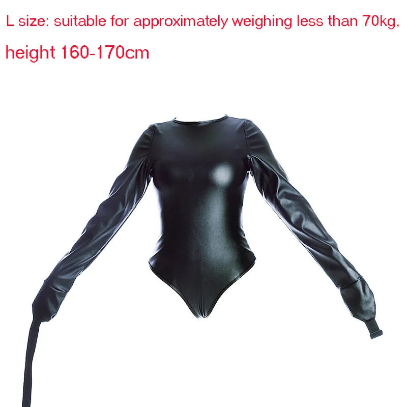 BDSM Leather Arm Binder Restraint Bodysuit Sexy Lingerie Fetish Bondage Straitjacket Slave Cosplay Binding Belts Couple Sex Toys