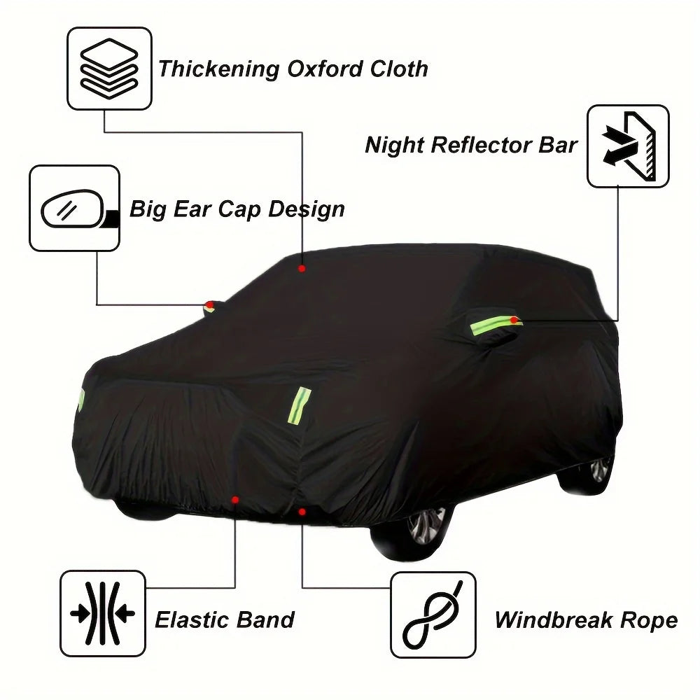 Car Cover Outdoor Protection Exterior Sun Snow UV Covers SUV Sedan Auto Sunshade Dustproof Waterproof Black Silver
