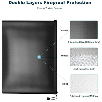 Fireproof Money Bag Flame Resistant Waterproof Document File Pouch Cash Bank Deposit Safe Storage With Pockets Zippers