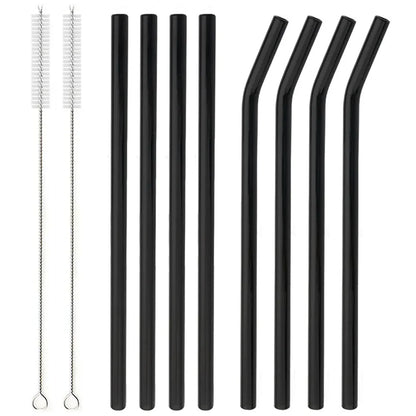8Pcs Reusable Drinking Straw Colorful Glass Straws Eco-friendly High Borosilicate Glass Straw Glass Tube Party Bar Drinkware