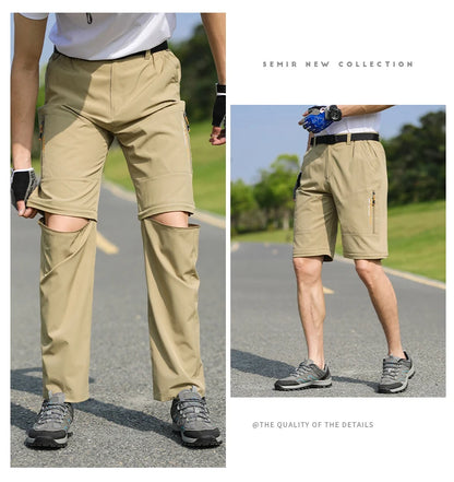 Men's 2 in 1 Convertible Hiking Pant Quick Dry Elastic Outdoor Running Cargo Trouser Summer Waterproof Fishing Camping Plus Size