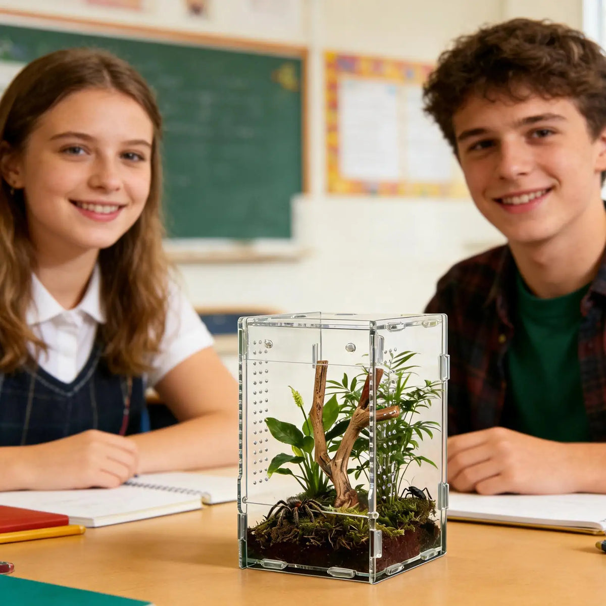 1pc Acrylic Transparent Reptile Breeding Box Amphibian Cage Nano Arboreal Tarantula Enclosure Jumping Spider Reptiles Habitat