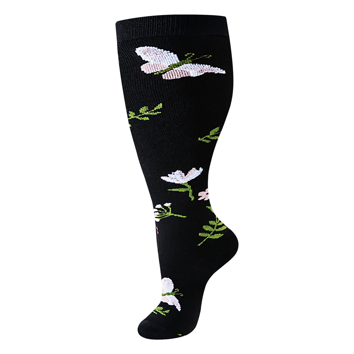 2XL-4XL Plus Size Compression Socks for Women Men 20-30 MMHg Wide Calf Extra Large Knee High Flight Sock for Circulation Support