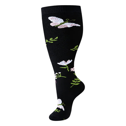 2XL-4XL Plus Size Compression Socks for Women Men 20-30 MMHg Wide Calf Extra Large Knee High Flight Sock for Circulation Support