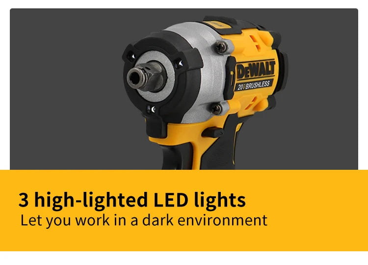 Dewalt DCF921 Cordless Electric Brushless Impact Wrench High Torque LED Light 406N.m Lightweight Professional Power Tool