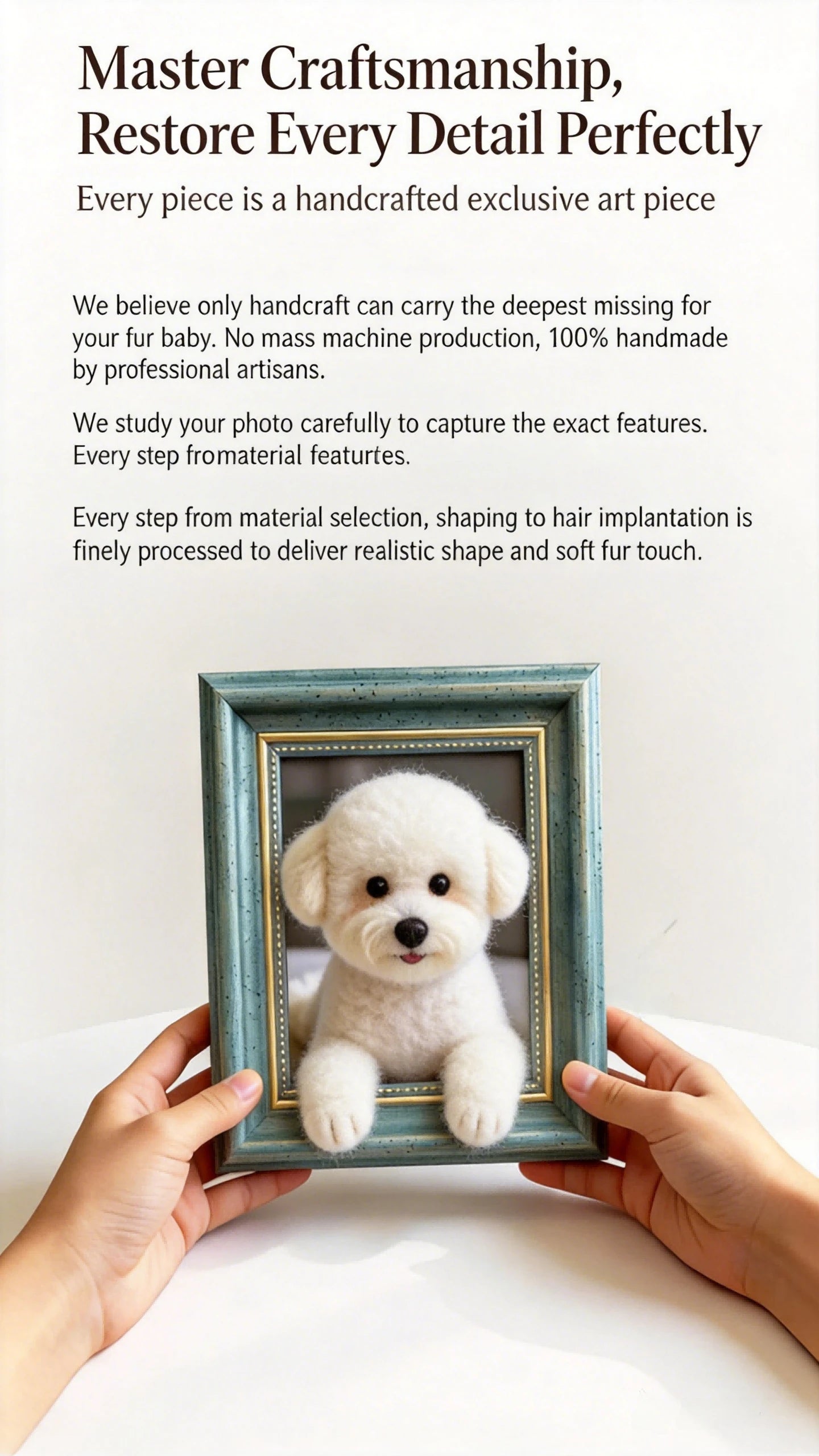 Custom Handmade Wool Felt Pet Portrait Doll Personalized Realistic Cat Dog Simulation Plush Stuffed Animals Birthday Gifts