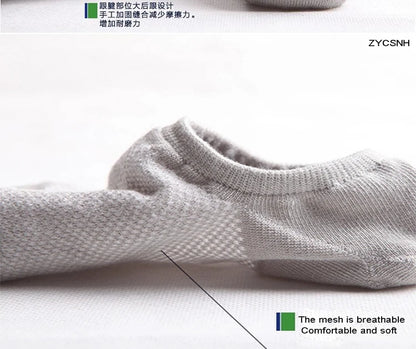 10Pairs Bamboo Socks Thin Summer Men's Invisible Socks Absorbent Deodorant Harajuku Bamboo Fiber Mesh Short Sock Black Plus Size
