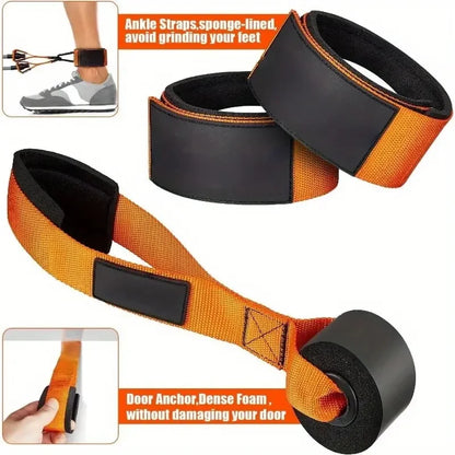 Resistance strap with handle used for muscle training, strength building body shaping, yoga, home fitness equipment - natural