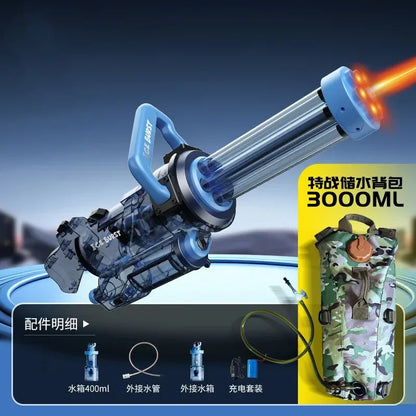 2025 The Strongest Gatling Electric Water Gun Toy, Summer Beach Pool Battle Light Shooting Water Gun Boy Adult Children Gifts