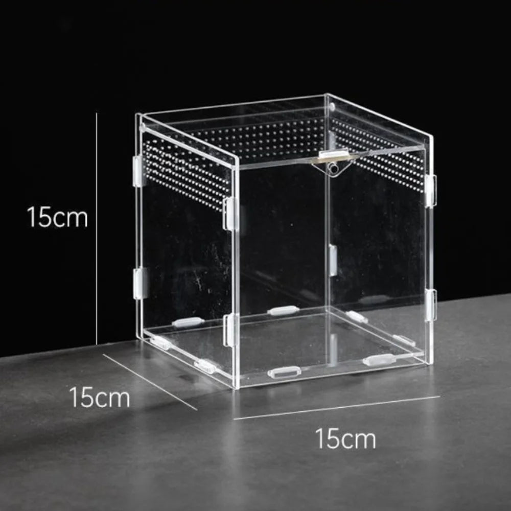 Durable Acrylic Reptile Habitat Anti-Escape Multiple Size Spider Feeding Case Clear Arboreal Lizard Breeding Box for Chameleon
