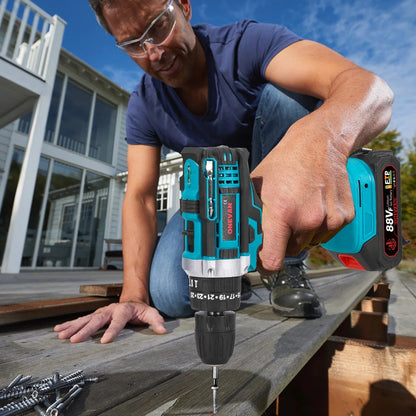 ONEVAN 25+3 Torque Electric Drill Portable Cordless Impact drill Furniture Wood Power Screwdriver Tools For Makita Battery Pin