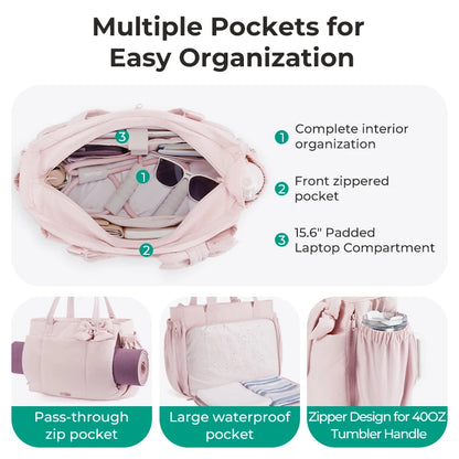 BAGSMART Large Capacity Tote Bag for Women Versatile Commuting Handbag Messenger Multiple Pockets Shoulder Sport Bag