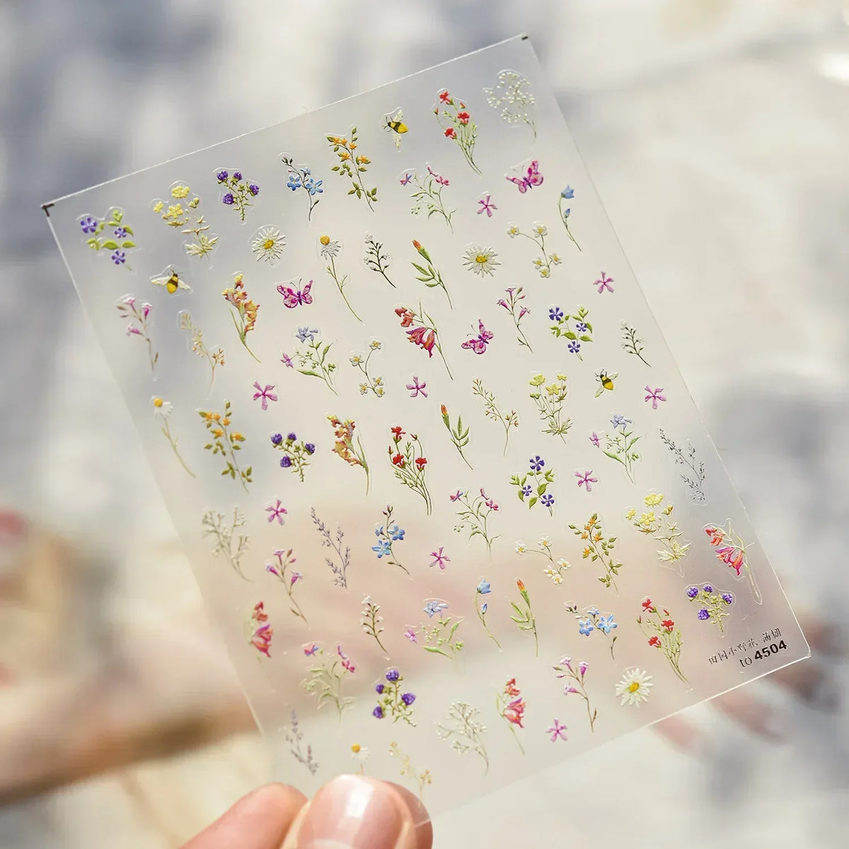 White Flower Petal Cherry Blossom Peach Blossom Falling Petal Floral Gradient 5D Self Adhesive Nail Art Sticker Manicure Decals