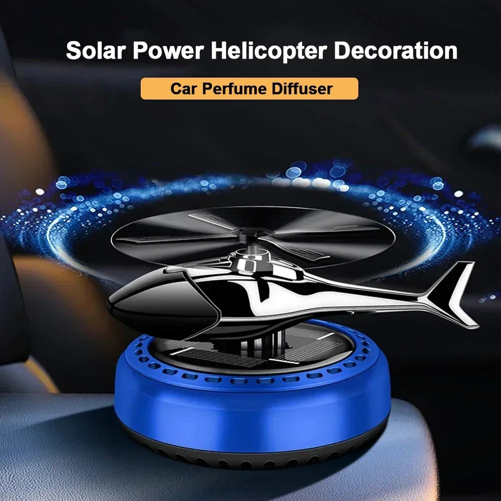 Helicopter Propeller Solar Air Freshener - Styling Car Interior Decor Aromatherapy Diffuser with Rotary Perfume, Solar Powered