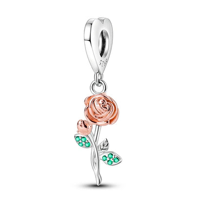 Original 925 Sterling Silver Charm Beads Clover Sunflower Tulip Carnation Pendant For Women Jewelry Fashion Gift