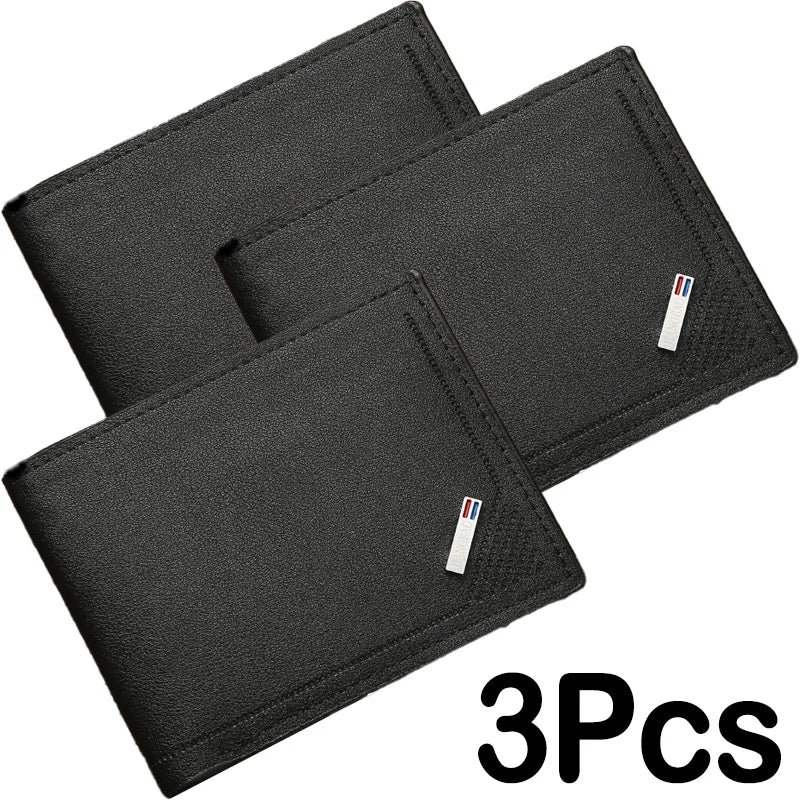 Men's Short Frosted Leather Wallet, Multi-Slot Coin Pocket Photo Holder Small Men's Wallet