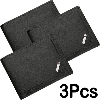 Men's Short Frosted Leather Wallet, Multi-Slot Coin Pocket Photo Holder Small Men's Wallet