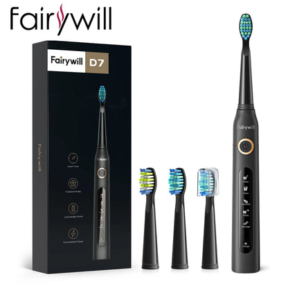 Fairywill Electric Sonic Toothbrush USB Charge FW-507 Rechargeable Waterproof Electronic Tooth Brushes Replacement Heads Adult