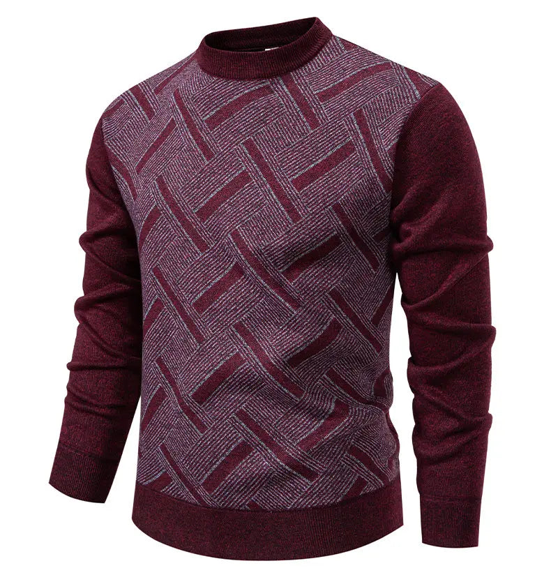 New Sweater Men Casual Knitted Pullover Solid Color Warm Regular Fit Round Neck Sweater Pullovers Mens Sweatwear