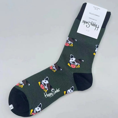 Happy Socks Men's Mid-tube Socks Four Seasons Pure Cotton Classic Socks SIZE 41-46