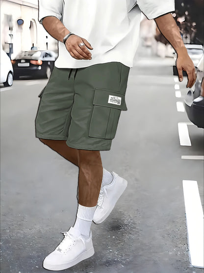 Men's work shorts; summer comfort; multi-pocket; outdoor leisure sport beach pants; elastic waistband