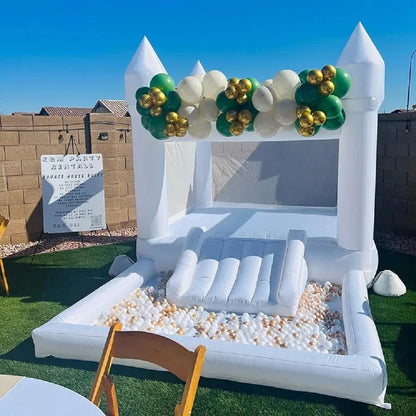 Oxford Jumping Bouncy Castle Bouncer for Wedding Party with Carrying Bag Repair kit Inflatable White Bounce House Professional