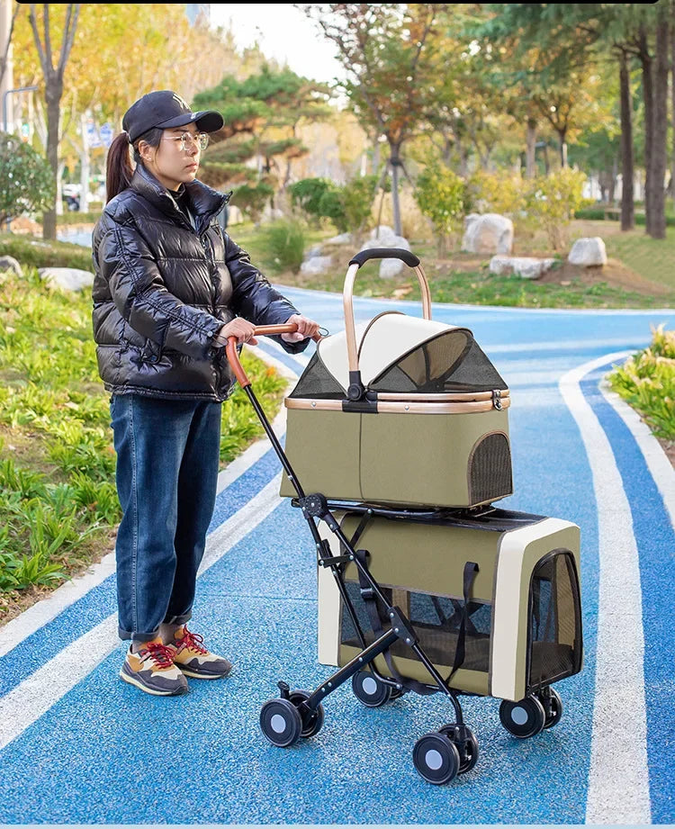 2026 New Multi Layer Pet Cart for Cats Dogs, Large Space Detachable Pet Carriers and Travel Gear