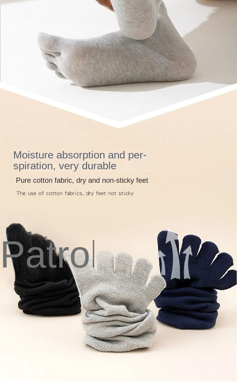 Five Finger Socks Men's Pure Cotton Five Toe Socks Sweat Absorbing Mid Tube Split Toe Socks Toes Socks For Men
