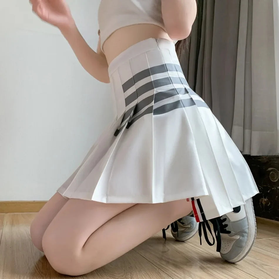 Korea Style Fashion Black Pleated Skirt for Girls Grey A Line High Waist Y2k Mini Saias Casual Women's Skirt Spring Summer