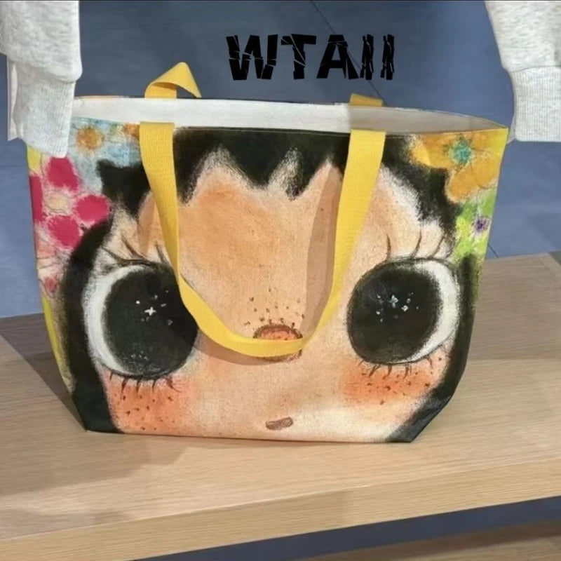 New Creative Women's Tote Bag Trend Face Printing Large Capacity Shoulder Bag Water Proof Hot Girl Handbag Large Shopping Bag