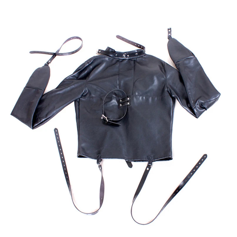 BDSM Leather Armbinder Restraint Straitjacket Sex Toy,Straight Jacket Bondage Adjustable Belt,Slave Cosplay Women's Sexy Costume