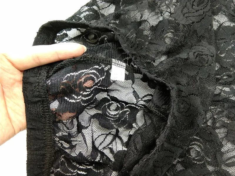 New Retro Sexy Net Yarn Lady Rose Lace Elegant Through Leggings Pants Footless Black White Women Summer Skinny Nine Pants