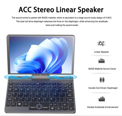 CRELANDER P8 8 Inch Mini Laptop Touchscreen Rotating 360 Degree Intel Alder N150 12GB WiFi6 Notebook Tablet PC Protable Laptops