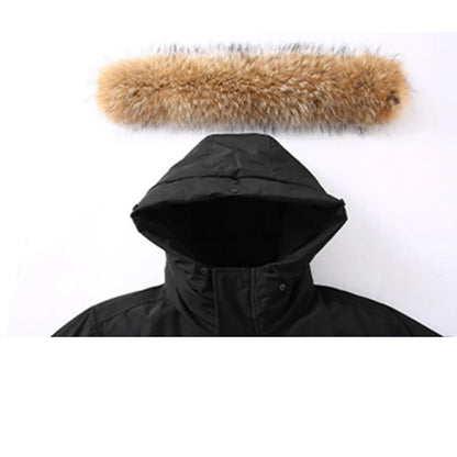 -30 Degree Down Parkas Men Windproof Hooded Thicken Multi-pocket Down Coat Casual Fashion Thick Warm Embroidered Design Parka