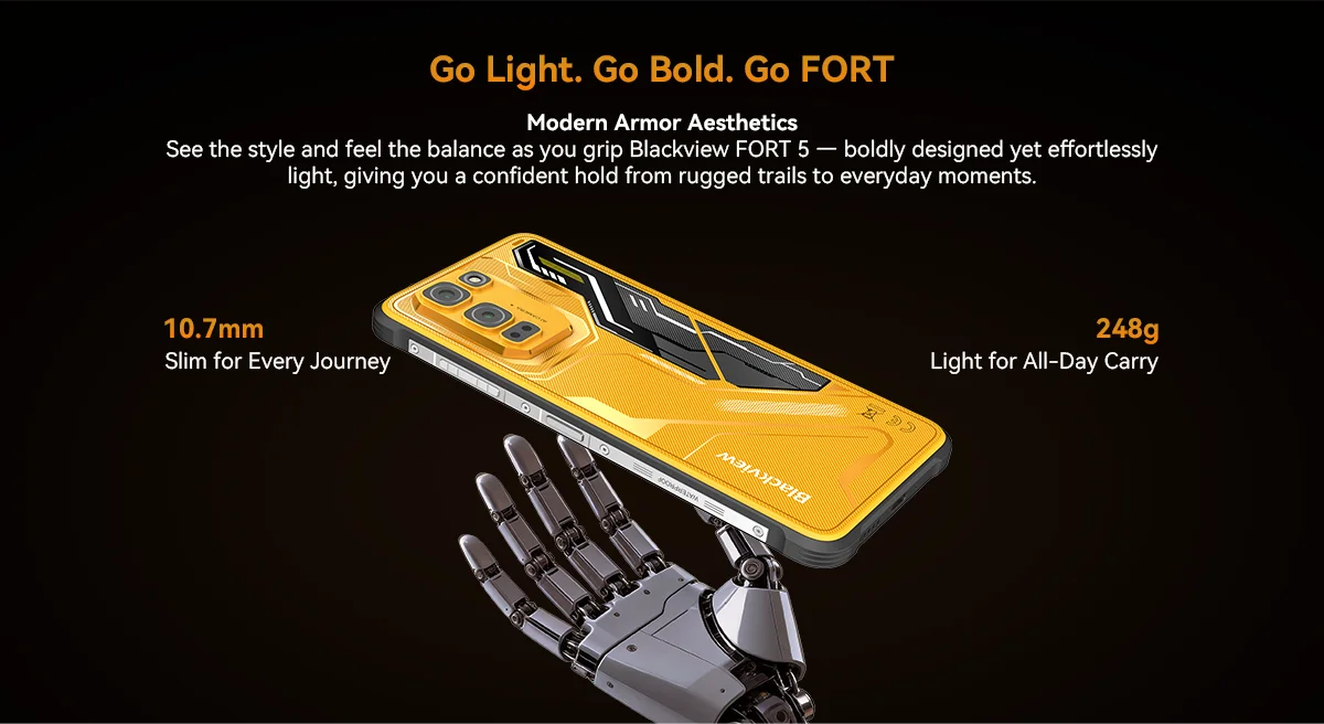 Blackview FORT 5 Android 16 Rugged Smartphone 36GB(12+24)+256GB 6.78" HD+ IPS 5000mAh Mobile Phone Smartphone Mobile Phone NFC