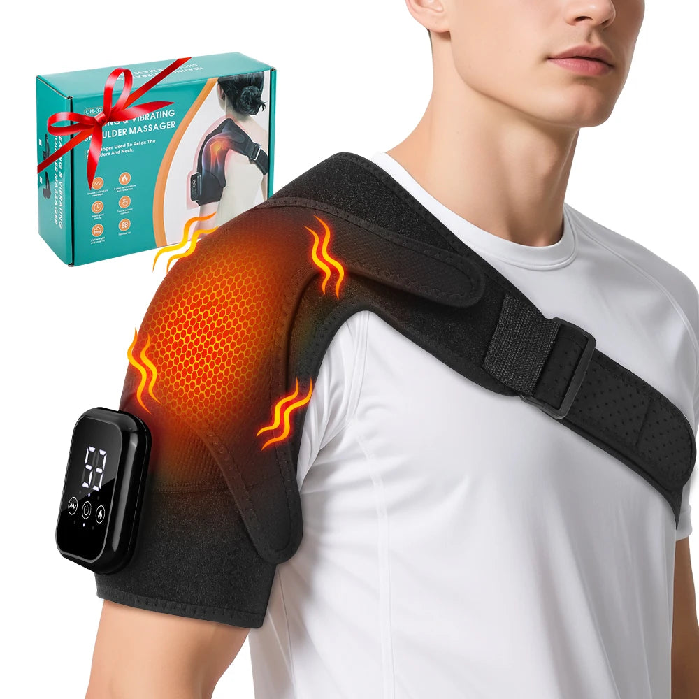 Electric Shoulder Massager Heating Pad Vibration Massage Support Belt Shoulder Thermal  Brace