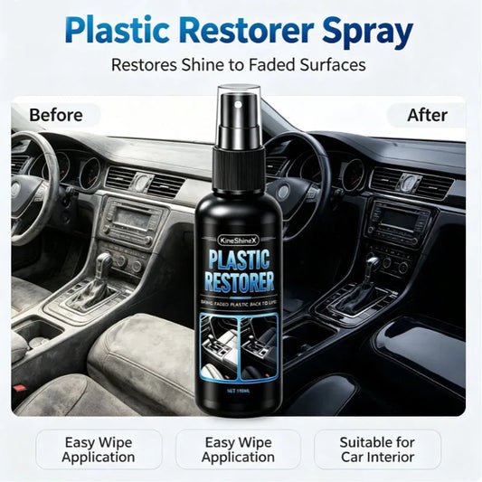 Professional Car Plastic Restorer Spray Refreshes Shine for Dashboard Door Trim Seats 100ml